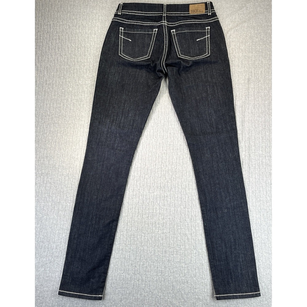 BKE Stella Jeans Women 27R/31x32 Dark Wash Contrast Stitch Low Rise Slim Fit